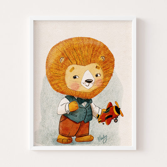 Little Lion Vintage Style Wall Art