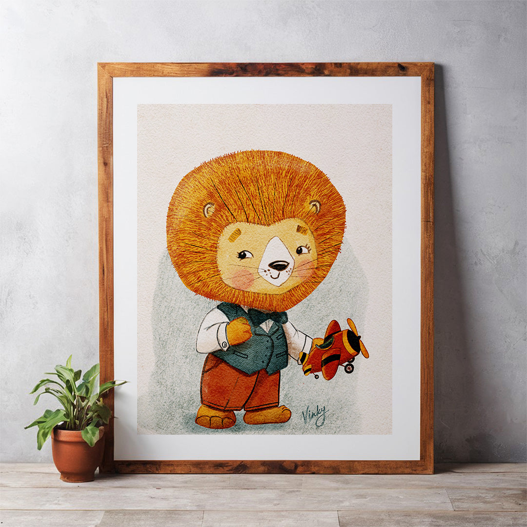 Little Lion Vintage Style Wall Art