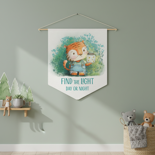 Little Tiger Find the Light Wall Art for Nursery and Kid's Rooms