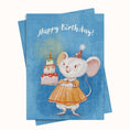 Load image into Gallery viewer, Little Mouse with Cake Vintage Printable Greeting and Ecard
