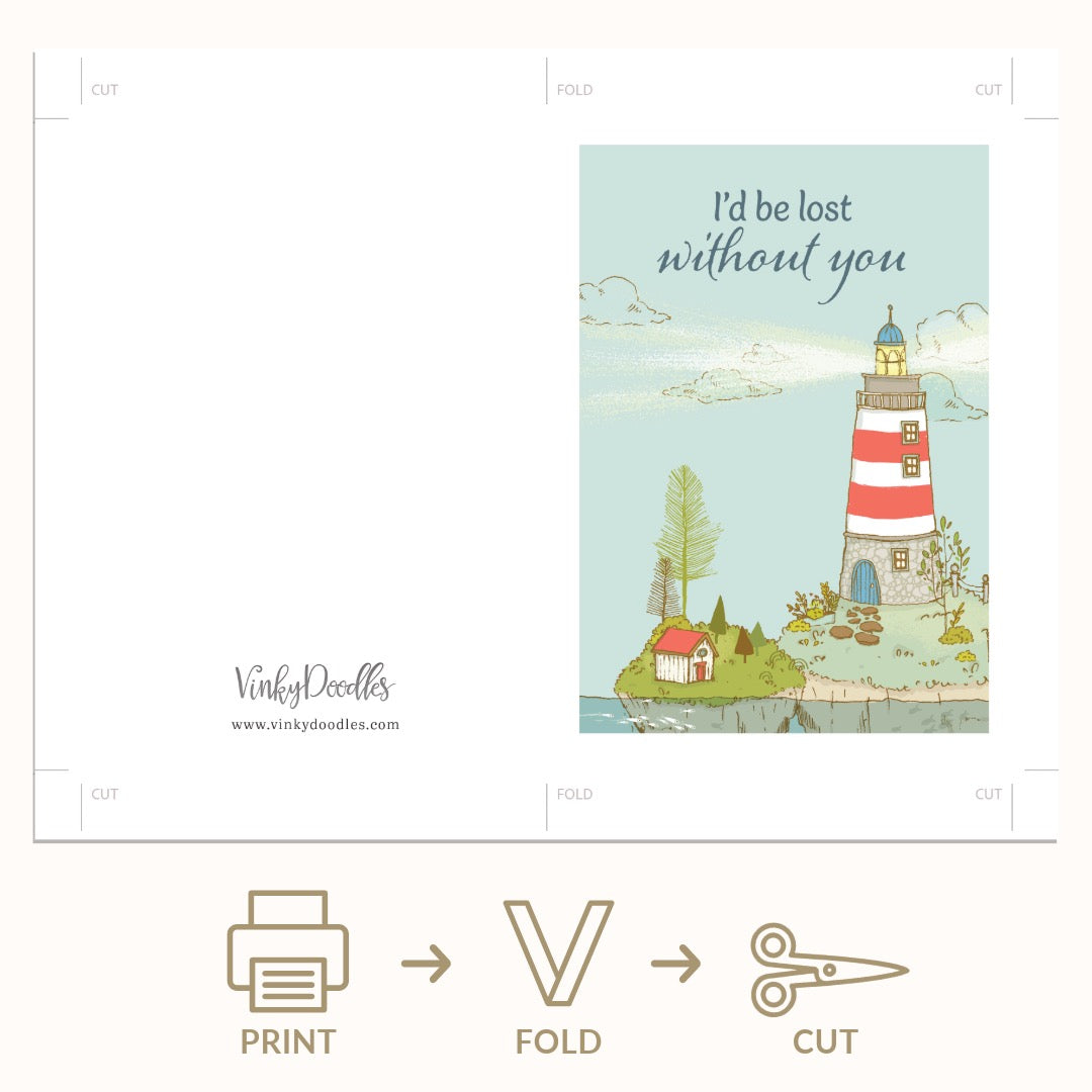 Lost without you greeting card