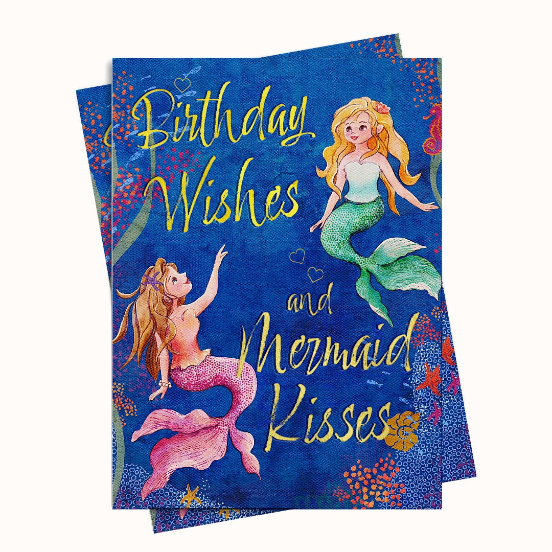 Mermaid Kisses Birthday Greeting Card Printable