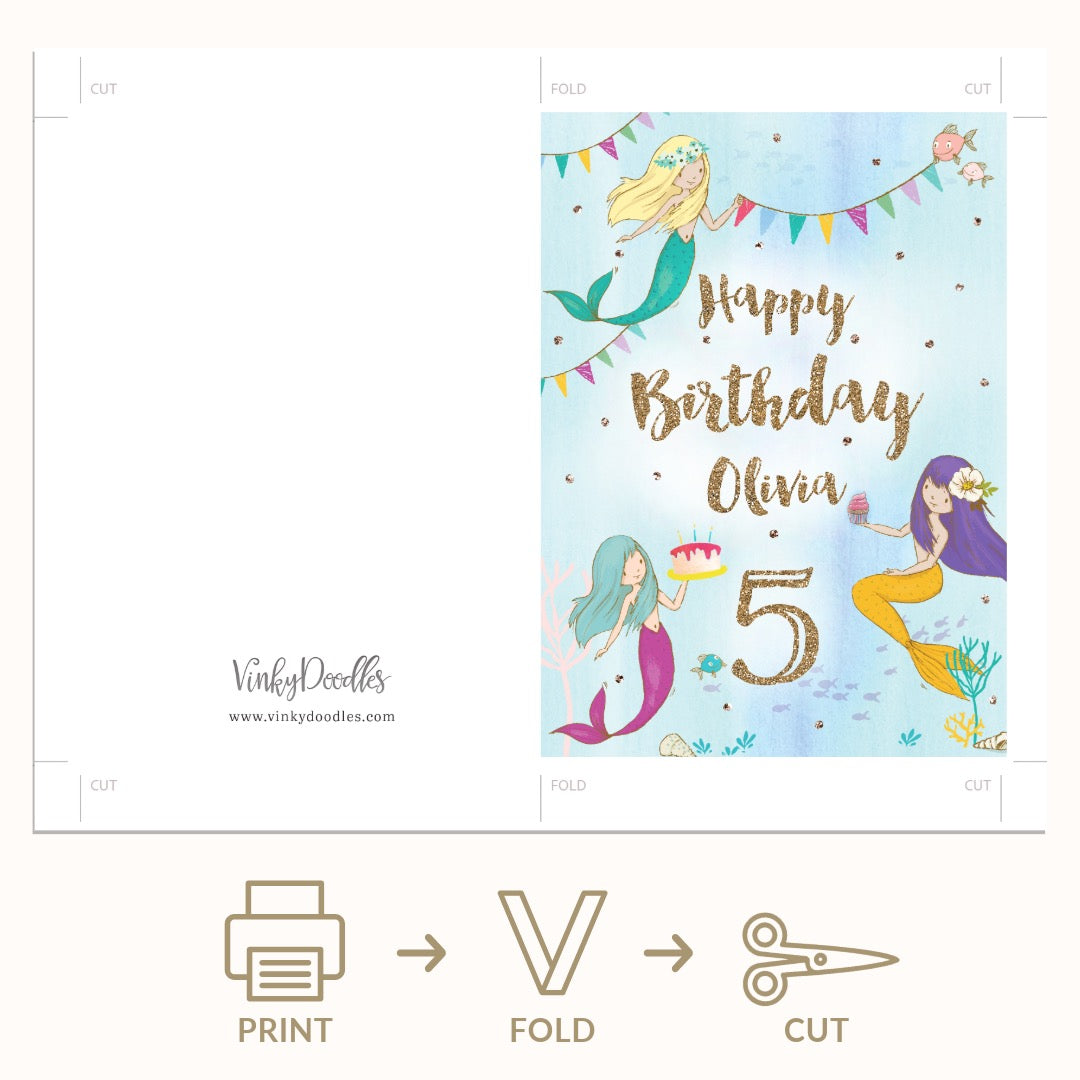 Mermaid Birthday Greeting for Girls