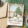 Load image into Gallery viewer, Ctue barn animals christmas card printable, print at home template
