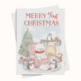 Load image into Gallery viewer, Merry First Christmas Polar Bear Penguins Greeting Card
