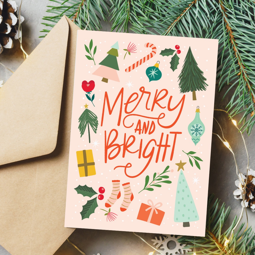 Free Merry and Bright Christmas Greeting Card