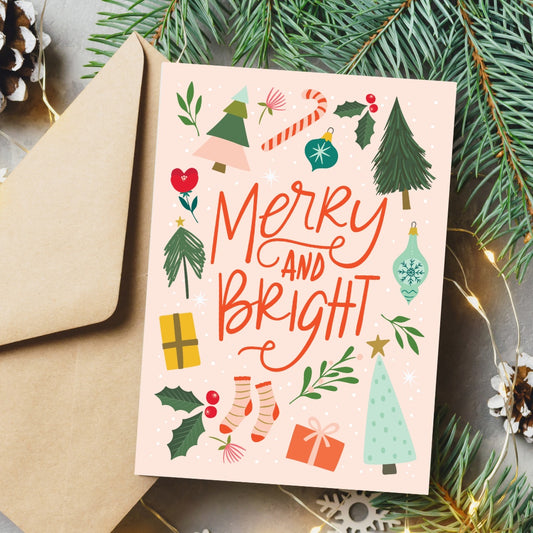 Free Merry and Bright Christmas Greeting Card