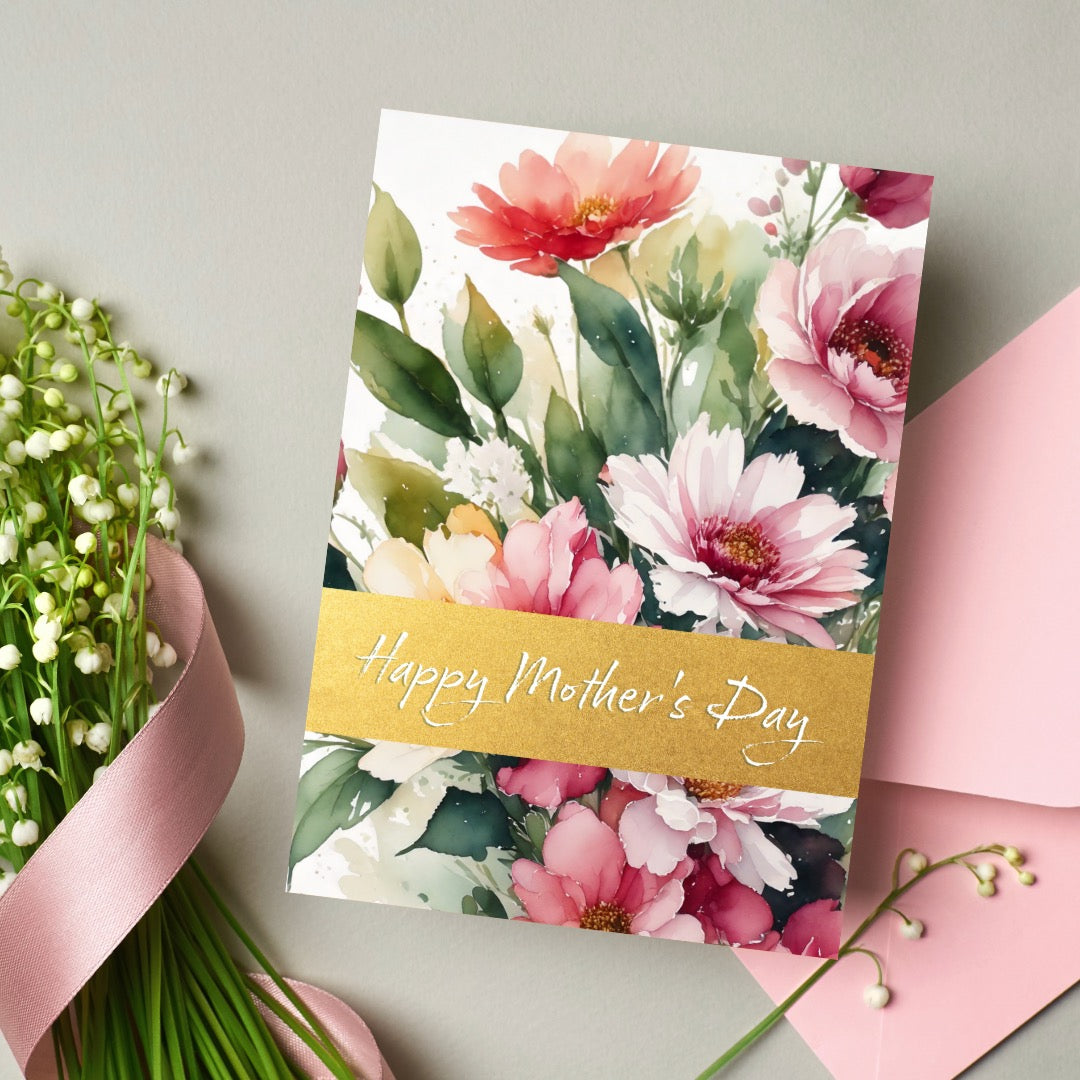 Painted flowers Mothers Day Card Printable