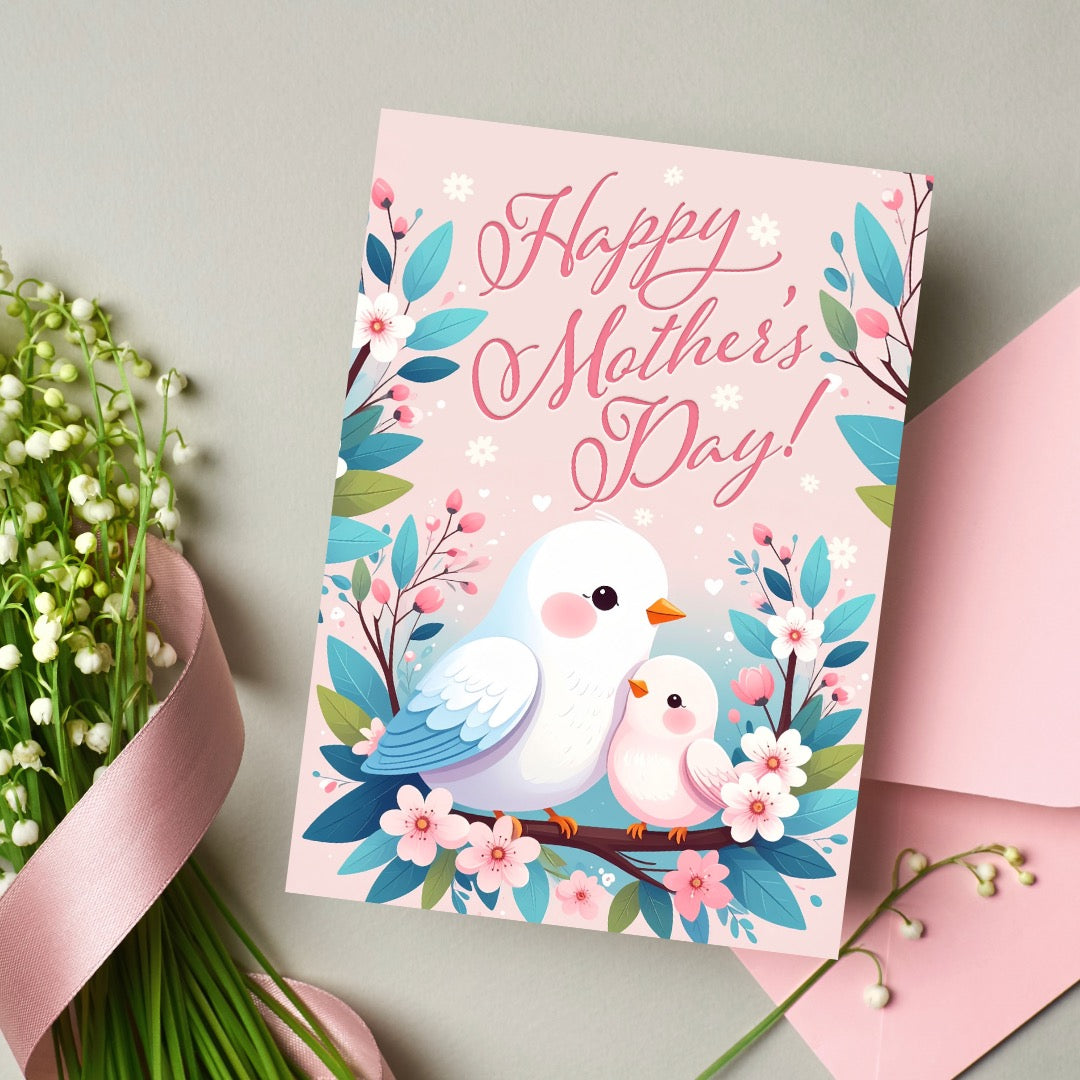 Cute Birds Mother's Day Printable and Ecard