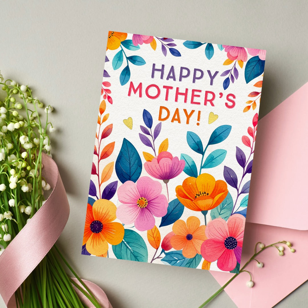 Vibrant flowers mother's day card printable and ecard