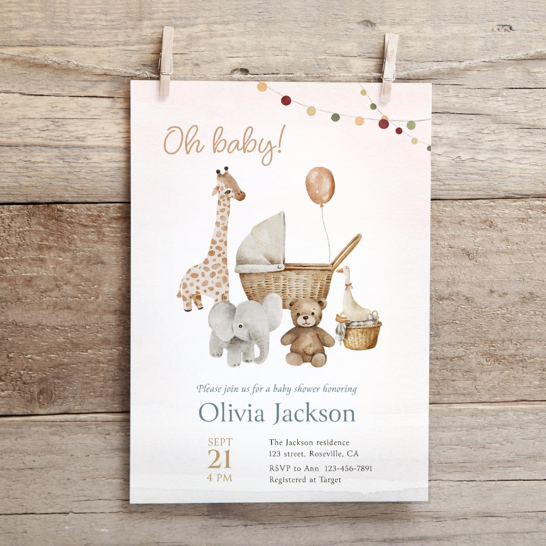 Oh Baby Gender Neutral Baby Shower invitation