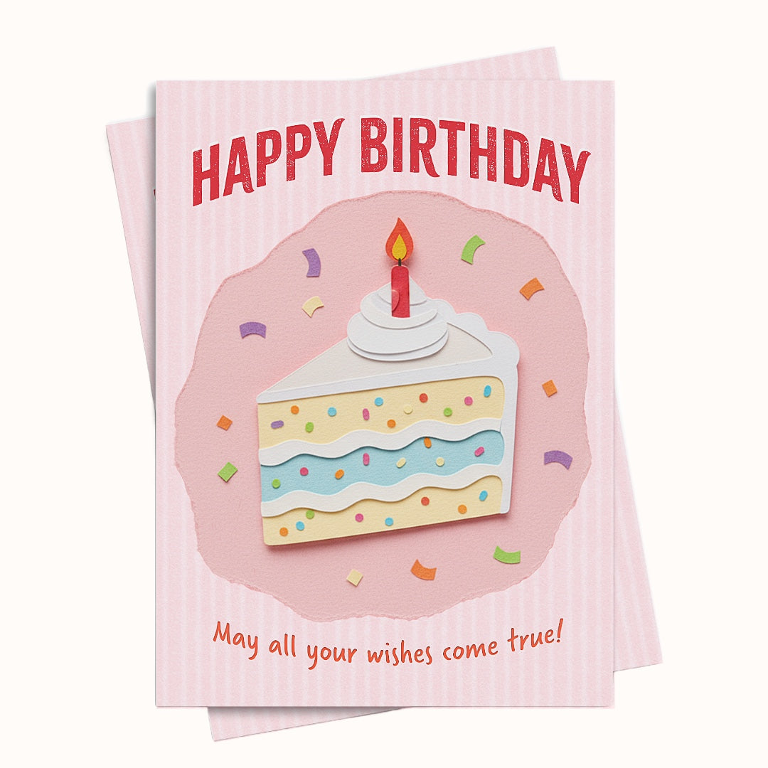 Paper cut art cake birthday greeting card