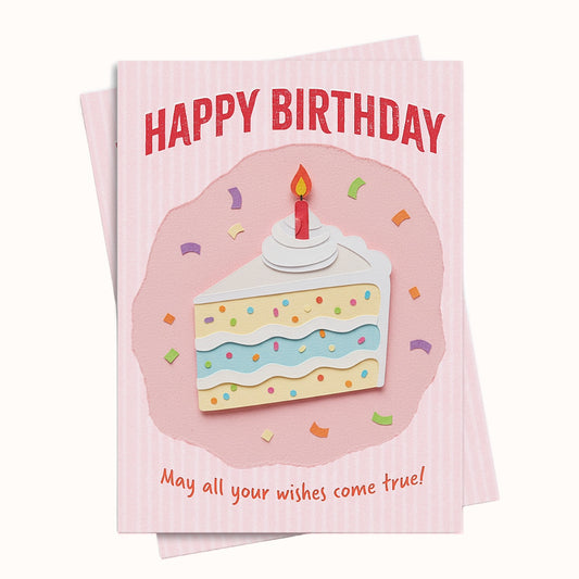 Paper cut art cake birthday greeting card