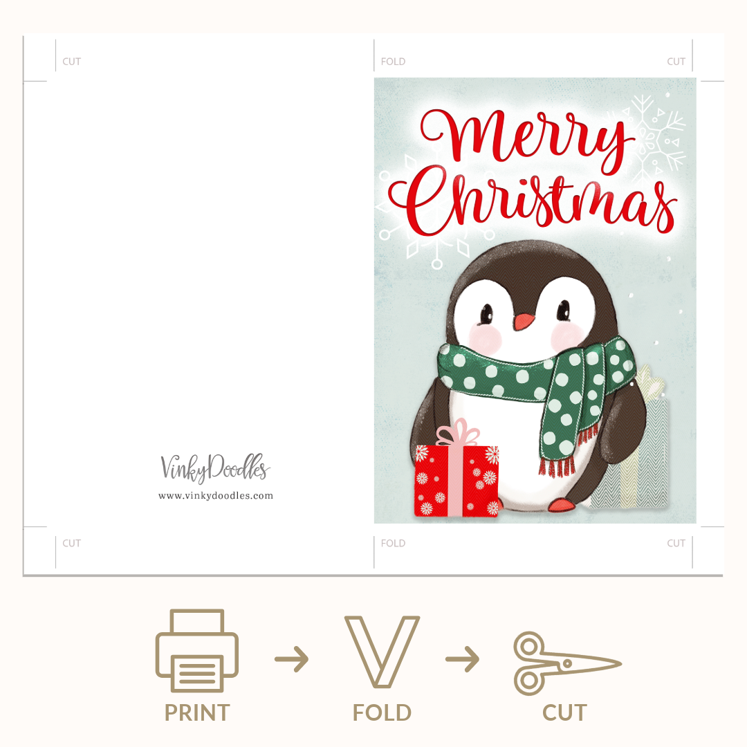 Penguin Christmas Holiday Greeting Card