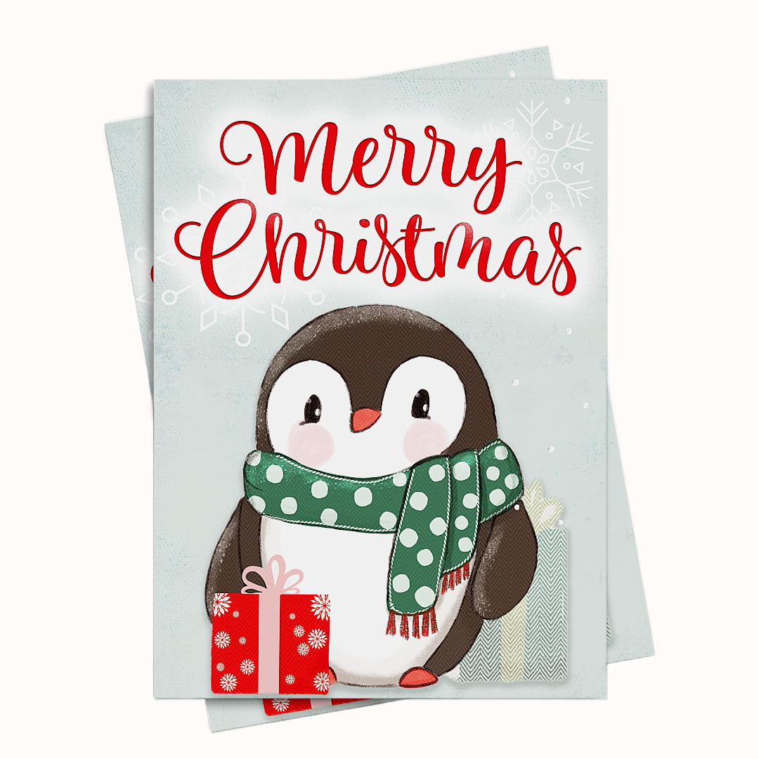 Penguin Christmas Holiday Greeting Card