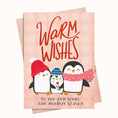 Load image into Gallery viewer, Cute Penguins Warm Wishes Holiday Card
