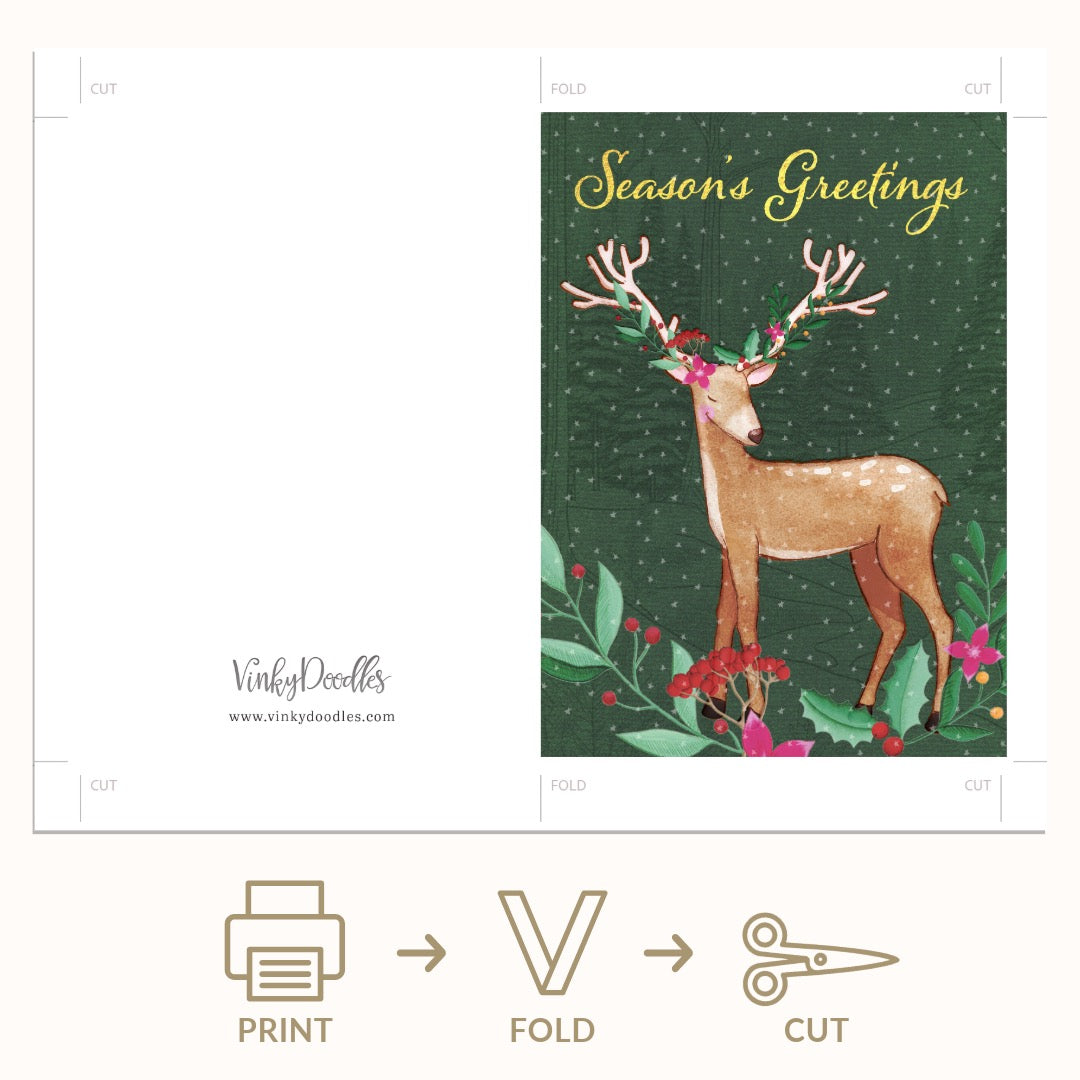 Reindeer Christmas Holiday Greeting Card