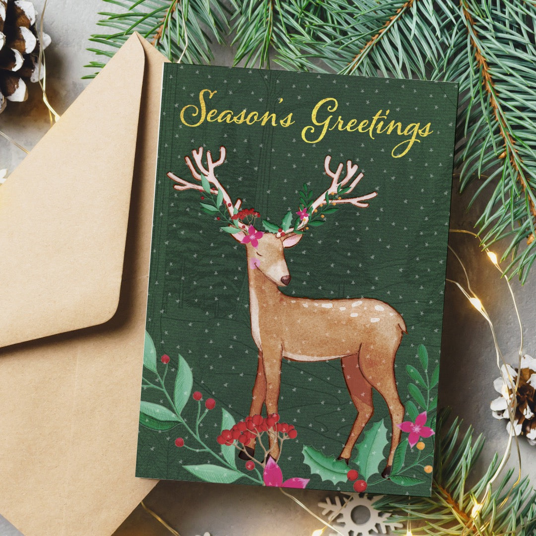 Reindeer Christmas Holiday Greeting Card