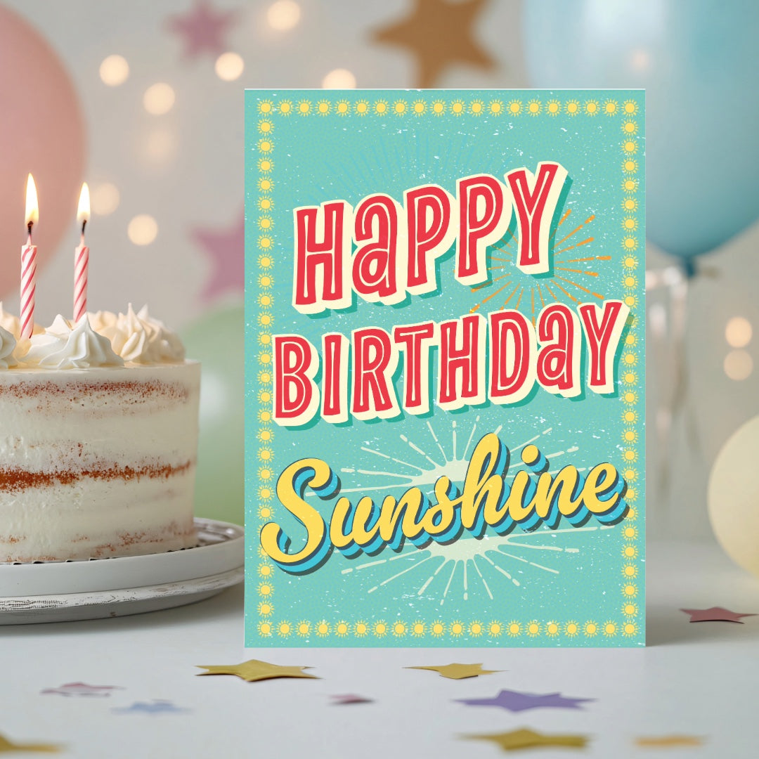 Retro Lettering Happy Birthday Sunshine Greeting Card