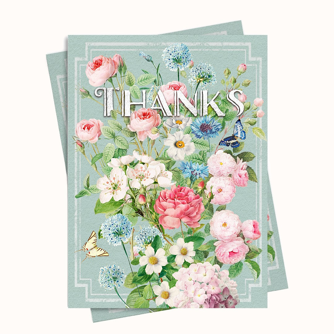 Vintage roses thank you card