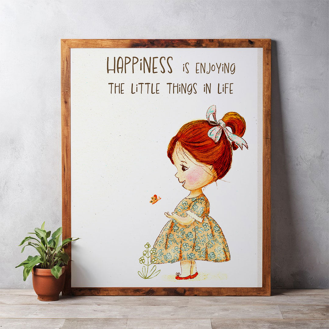 Happiness little girl wall art