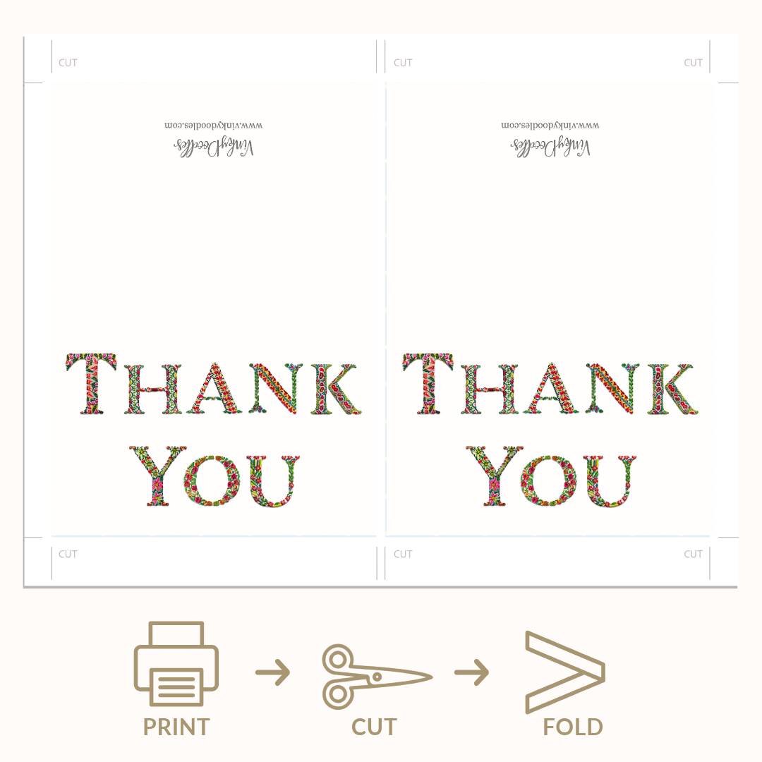 Thank you embroidered letters card