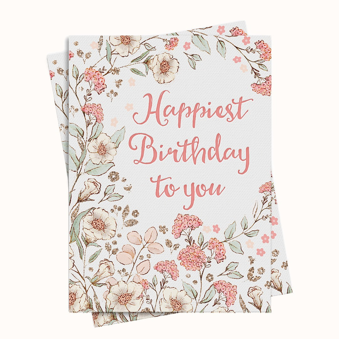 Printable greeting card, digital ecard, foral birthday greeting