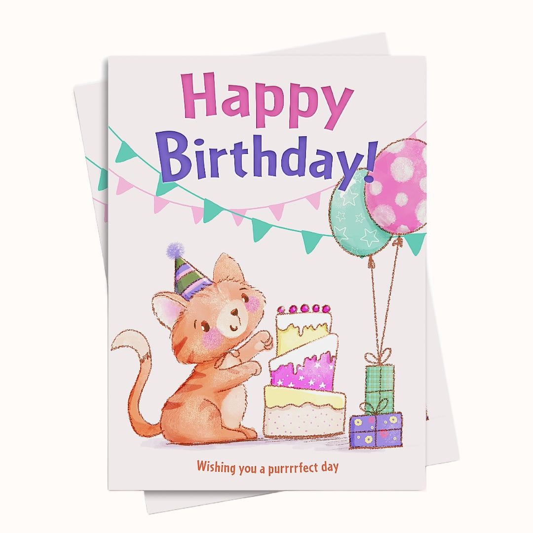 Cute Cat Birthday Greeting Printable Ecard