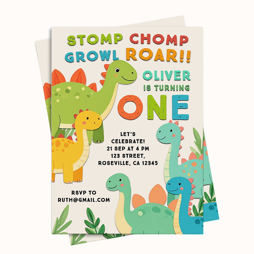 dino birthday party invitation printable and evite