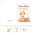 Load image into Gallery viewer, foxy lady birthday card printable digital download
