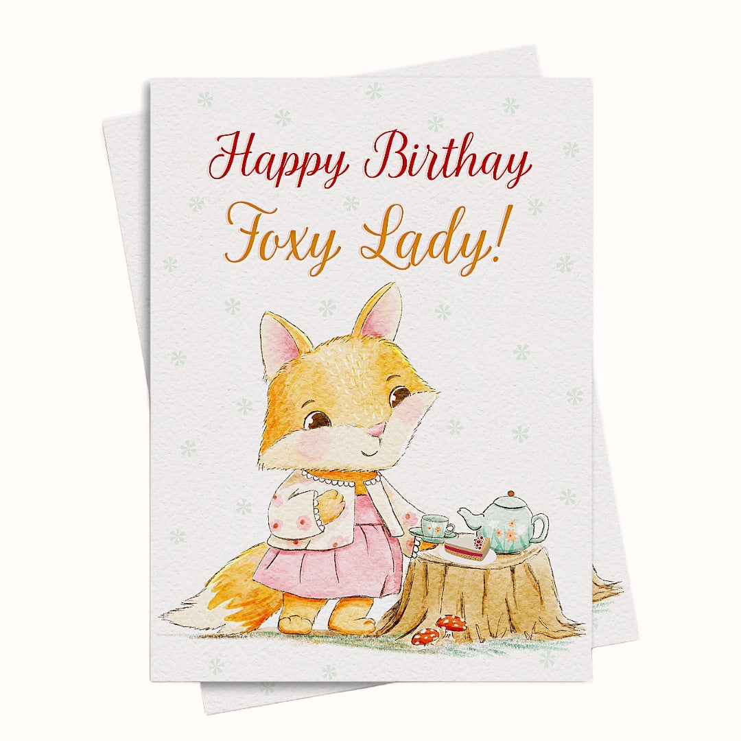 foxy lady birthday card printable digital download