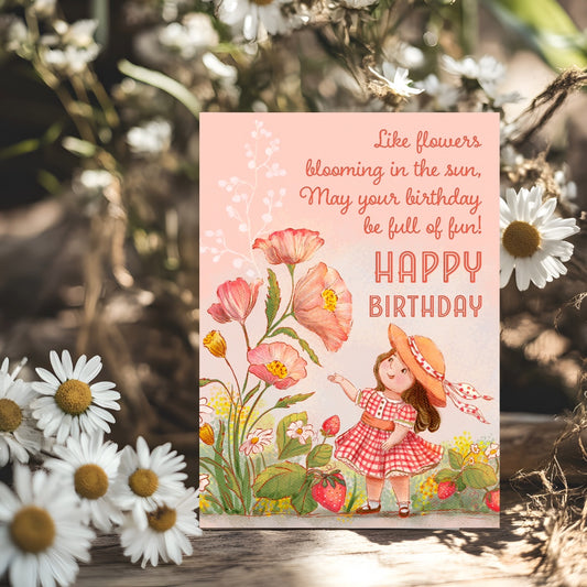 Sunny Garden Birthday Greeting Card Printable