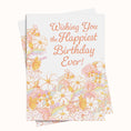 Load image into Gallery viewer, Birthday card with floral design and text 'Wishing You the Happiest Birthday Ever!' on a white background
