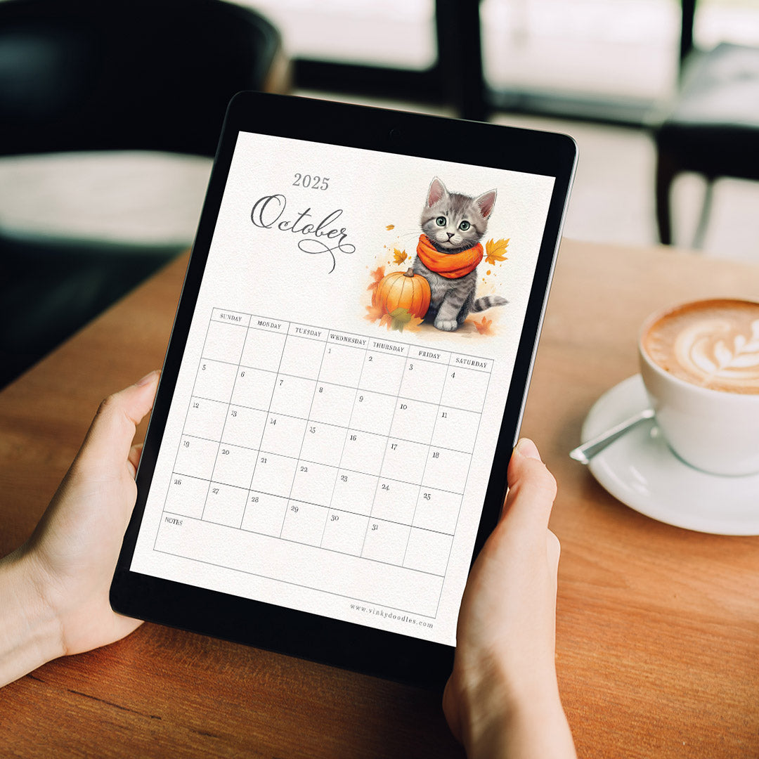 Cute Kittens Printable and Digital Calendar