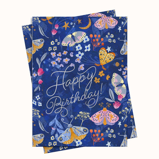 Magical Moth Garden Birthday Greeting Card Printable