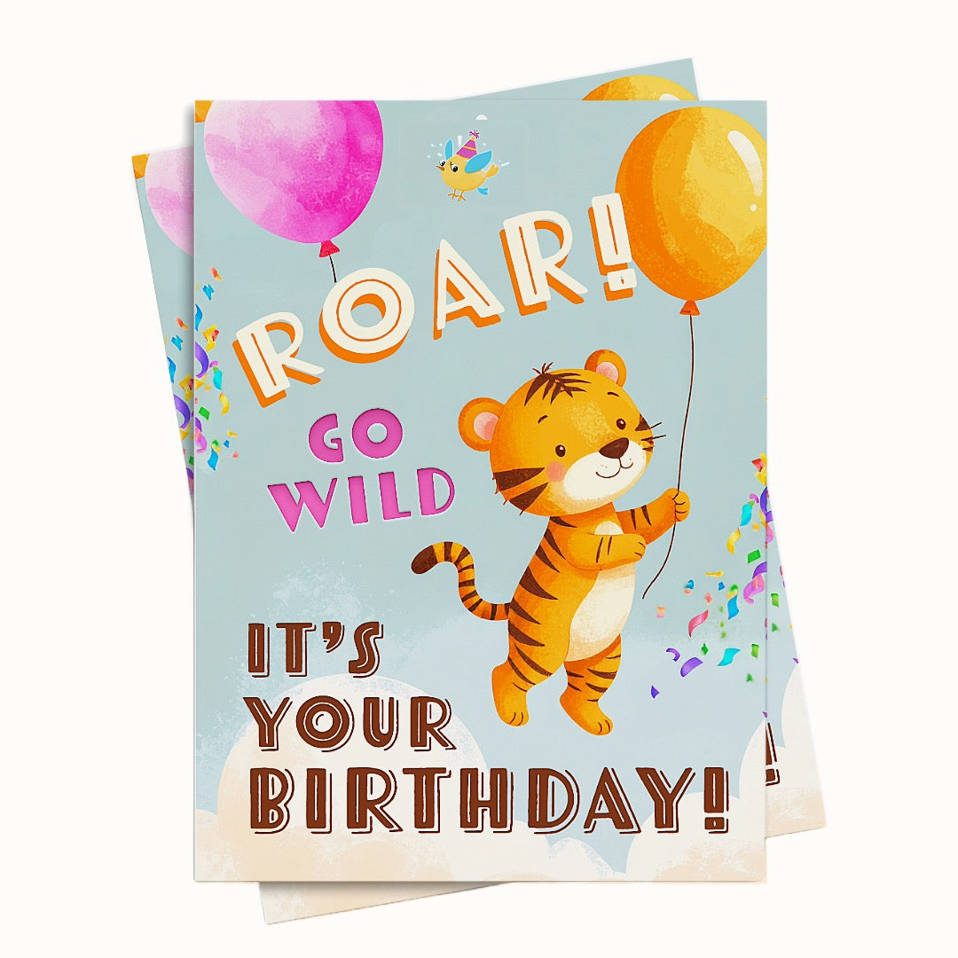 Cute tiger birthday card printable