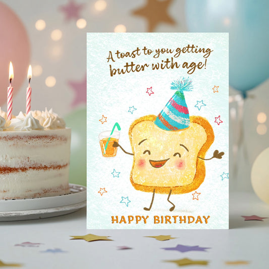 Toast to you Birthday Greeting Card Printable Digital Download